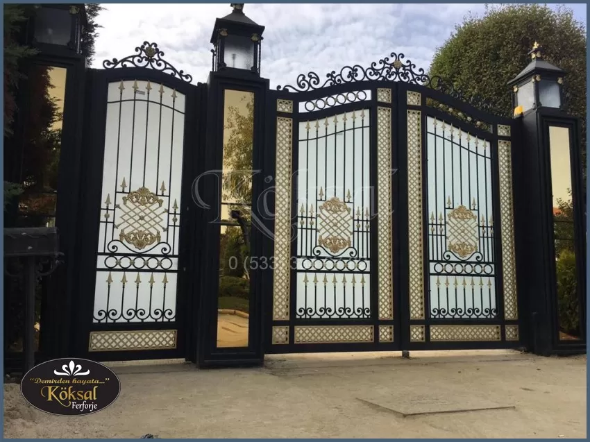 Gold Desenli Bahçe Garaj Kapısı – Villa Bahçe Otopark Kapısı