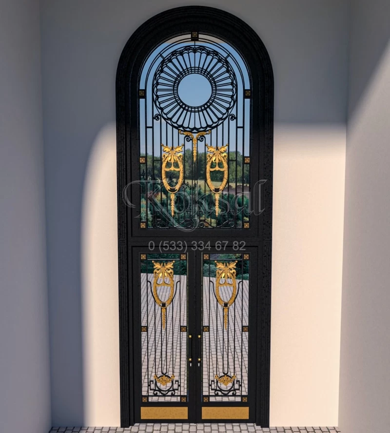 Kompozit Kaplama Camlı Villa Kapısı Modelleri